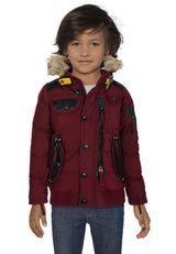 CMK103 Boys' Winter Jacket – Black children's jacket with fur hood & zippered pockets