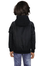 CMK101 – Black children's jacket with hood and zippered pockets
