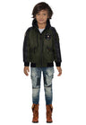 CMK101 – Black children's jacket with hood and zippered pockets