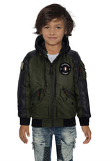 CMK101 – Black children's jacket with hood and zippered pockets
