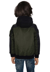 CMK101 – Black children's jacket with hood and zippered pockets