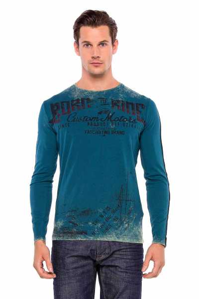 CL349 men's sweatshirt oil blue anthracite in antique look