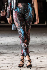 WD487 Women's skinny jeans in a trendy print design