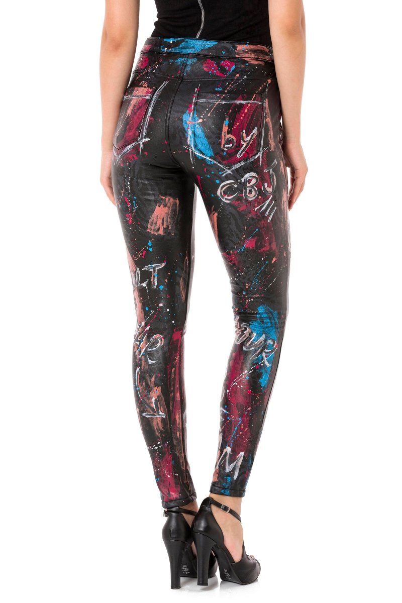 WD487 Women's skinny jeans in a trendy print design