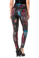WD487 Women's skinny jeans in a trendy print design