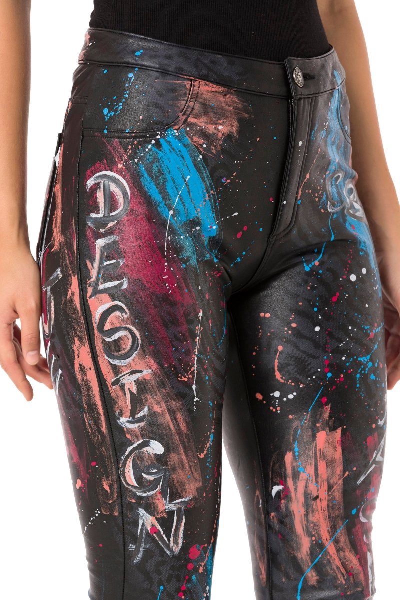 WD487 Women's skinny jeans in a trendy print design