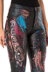 WD487 Women's skinny jeans in a trendy print design