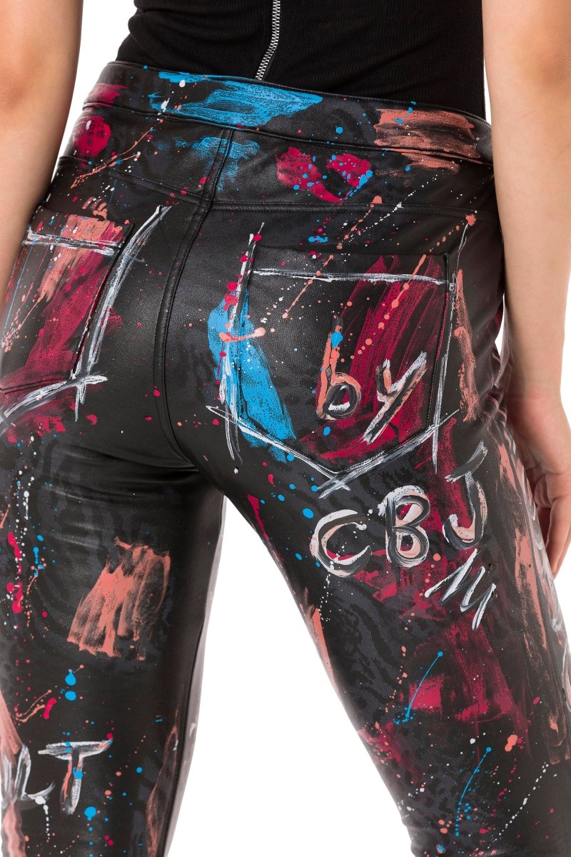 WD487 Women's skinny jeans in a trendy print design
