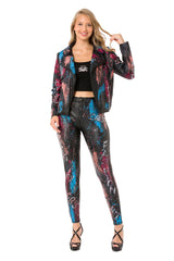 WD487 Women's skinny jeans in a trendy print design