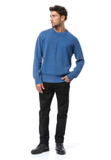 CP289 Men's Cotton Crew Neck Knit Sweater – Texture Meets Comfort
