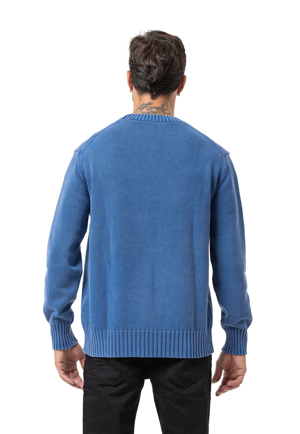 CP289 Men's Cotton Crew Neck Knit Sweater – Texture Meets Comfort