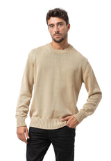 CP289 Men's Cotton Crew Neck Knit Sweater – Texture Meets Comfort
