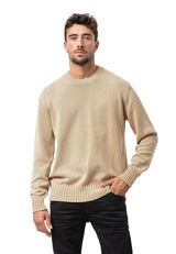 CP289 Men's Cotton Crew Neck Knit Sweater – Texture Meets Comfort