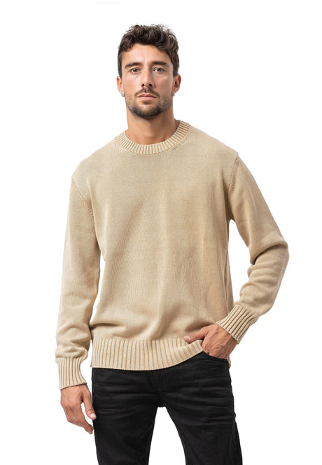 CP289 Men's Cotton Crew Neck Knit Sweater – Texture Meets Comfort
