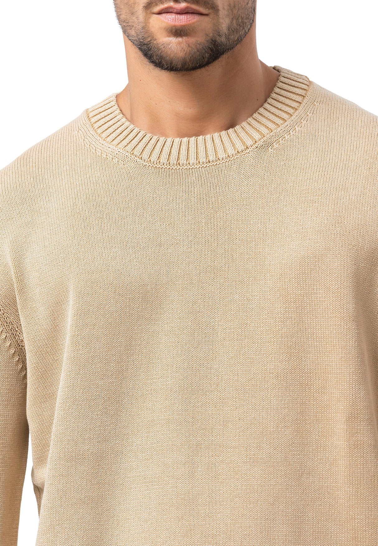 CP289 Men's Cotton Crew Neck Knit Sweater – Texture Meets Comfort