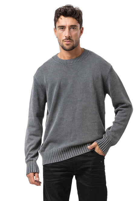 CP289 Men's Cotton Crew Neck Knit Sweater – Texture Meets Comfort