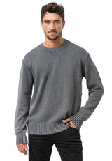 CP289 Men's Cotton Crew Neck Knit Sweater – Texture Meets Comfort