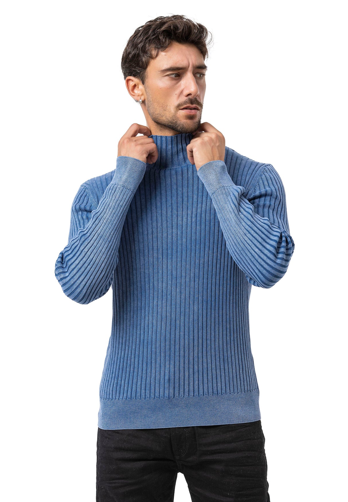 CP288 Men's Cotton Roll Neck Sweater – Ribbed Comfort with a Stylish Silhouette