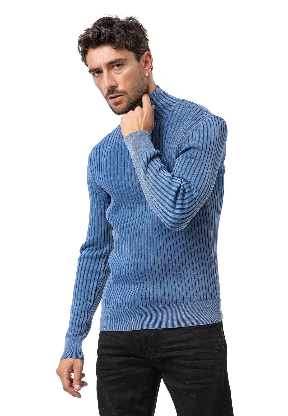 CP288 Men's Cotton Roll Neck Sweater – Ribbed Comfort with a Stylish Silhouette