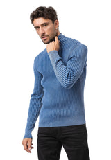 CP288 Men's Cotton Roll Neck Sweater – Ribbed Comfort with a Stylish Silhouette