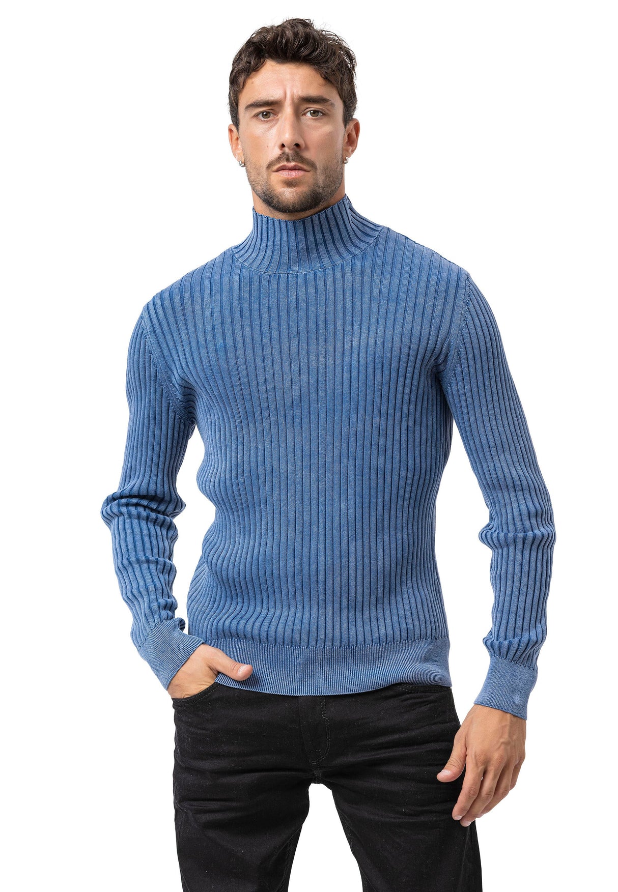 CP288 Men's Cotton Roll Neck Sweater – Ribbed Comfort with a Stylish Silhouette