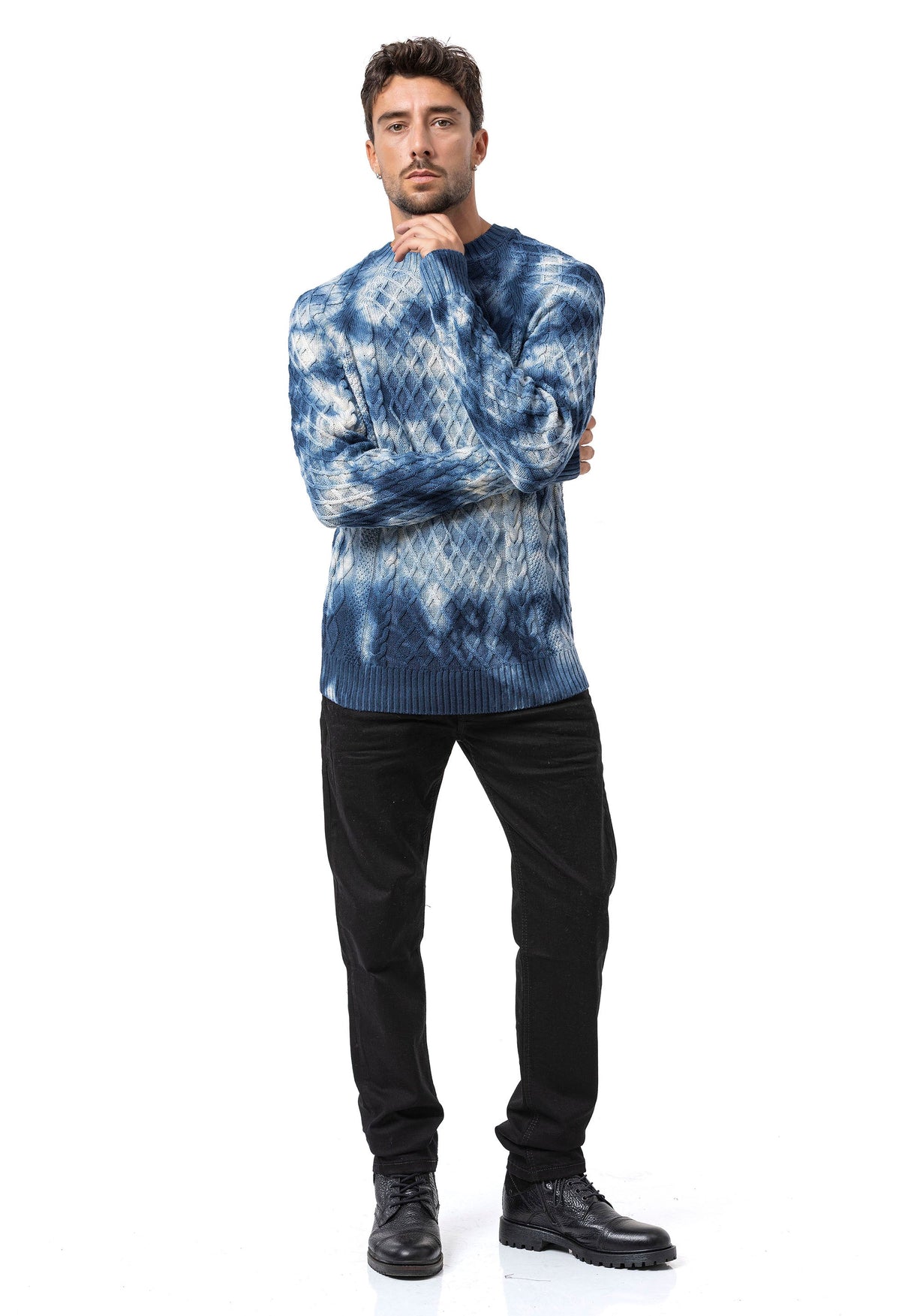 CP287 Men's cable-knit cotton sweater – Classic knit design for modern looks