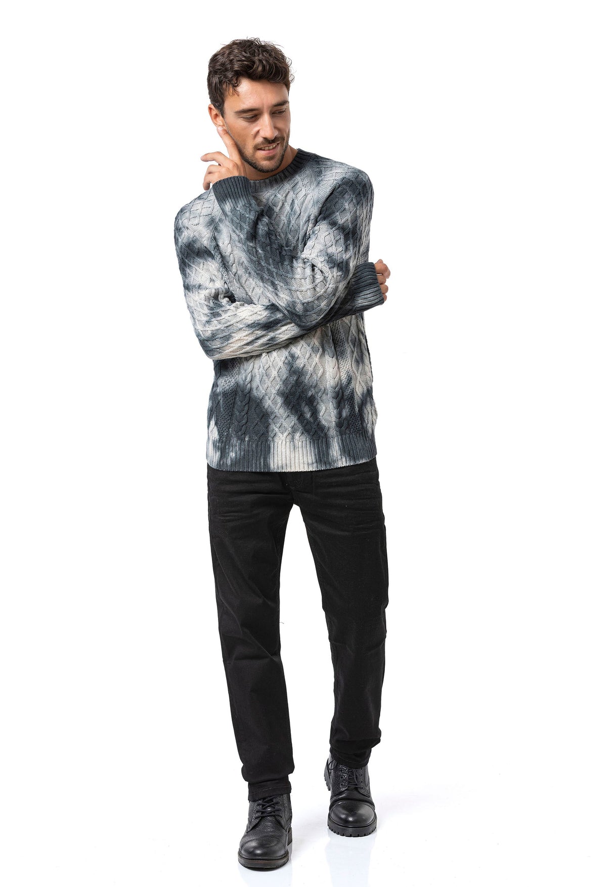 CP287 Men's cable-knit cotton sweater – Classic knit design for modern looks