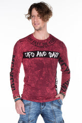 CL254 Men's Sweatshirt – Green Long Sleeve Pullover with Street Denim Print