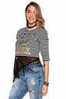 WT277 Women's T-shirt with asymmetrical mesh insert