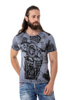 CT704 Men's T-shirt with vintage car print and used wash