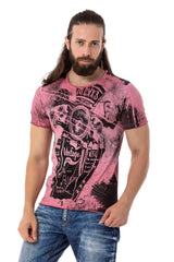 CT704 Men's T-shirt with vintage car print and used wash
