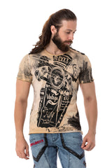 CT704 Men's T-shirt with vintage car print and used wash