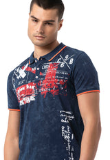 CT795 Men's Polo T-Shirt with Print and Wash – Regular Fit