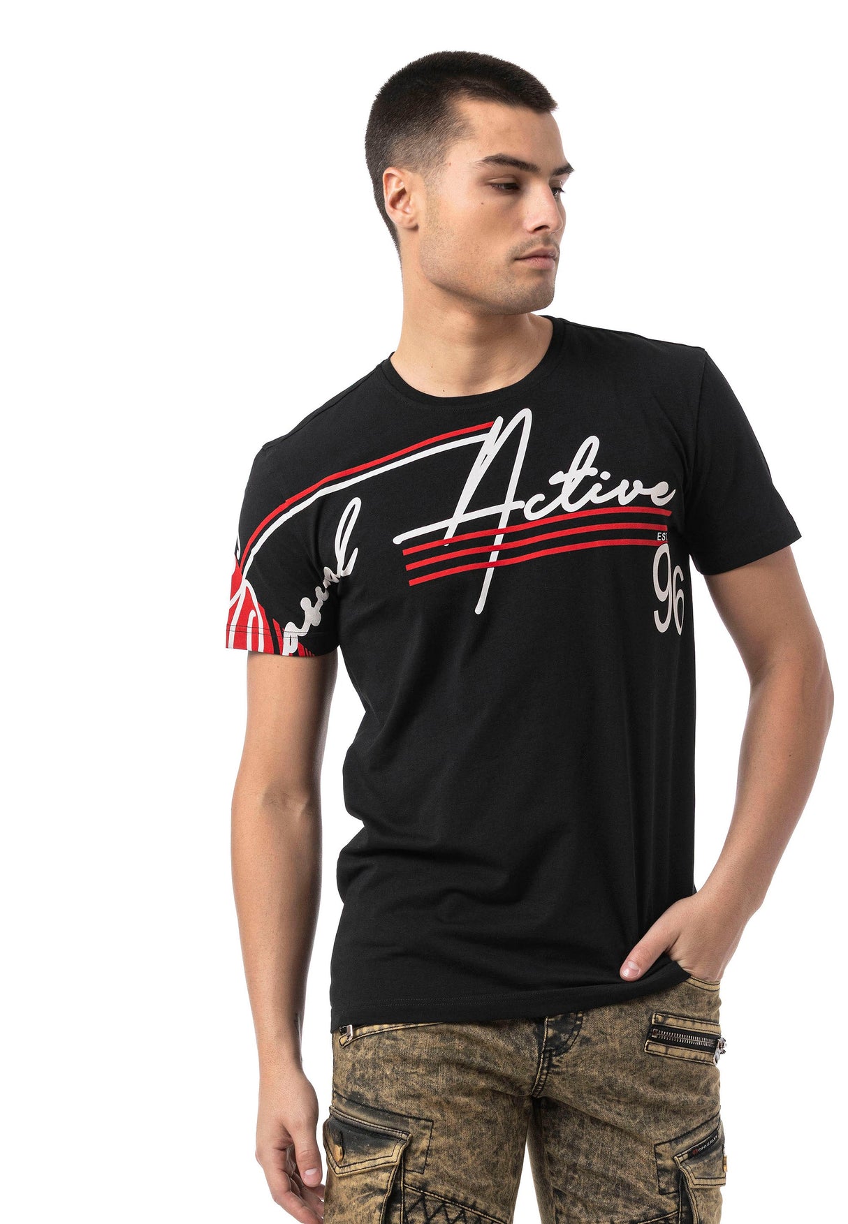 CT796 – Men's T-shirt with round neck and print design