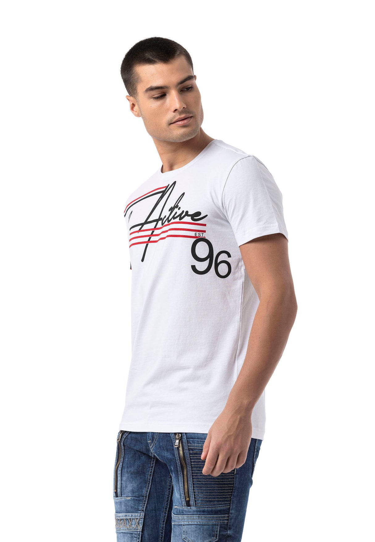CT796 – Men's T-shirt with round neck and print design