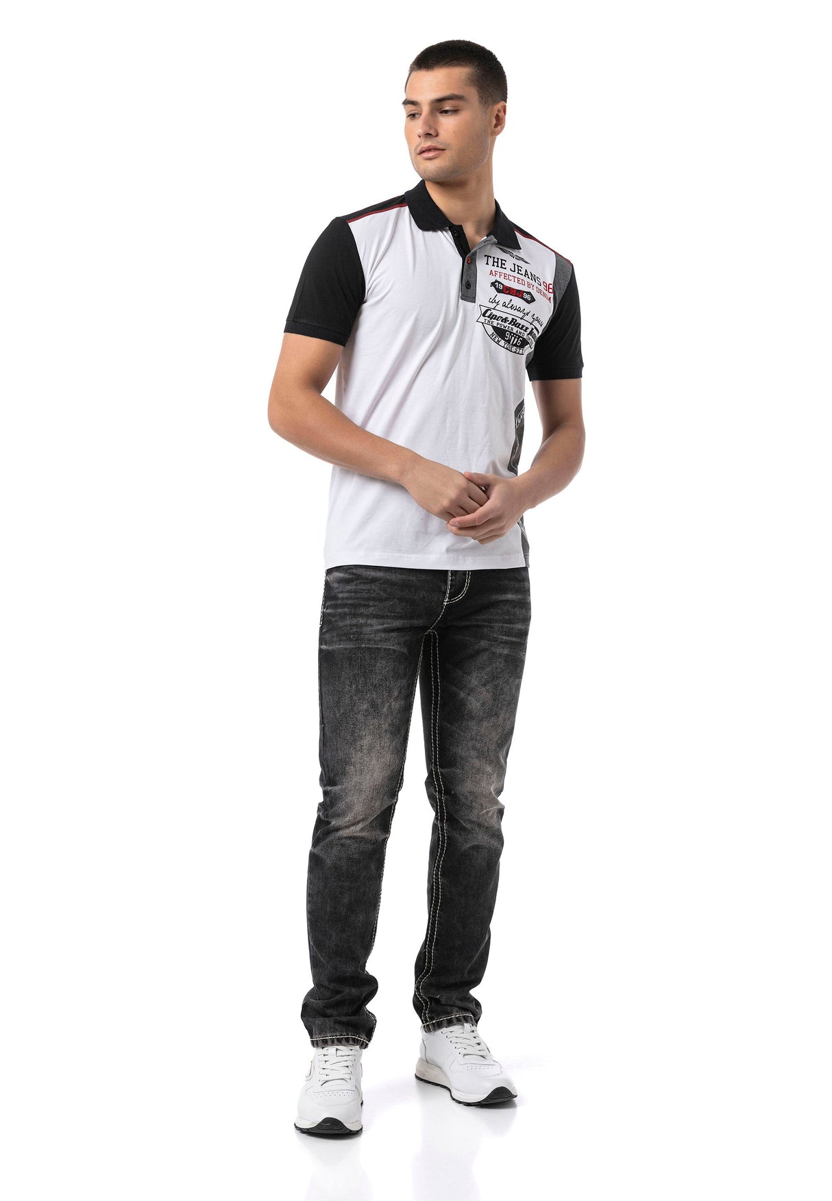 CT799 Men's Polo T-Shirt – Regular Fit with Print & Appliqué