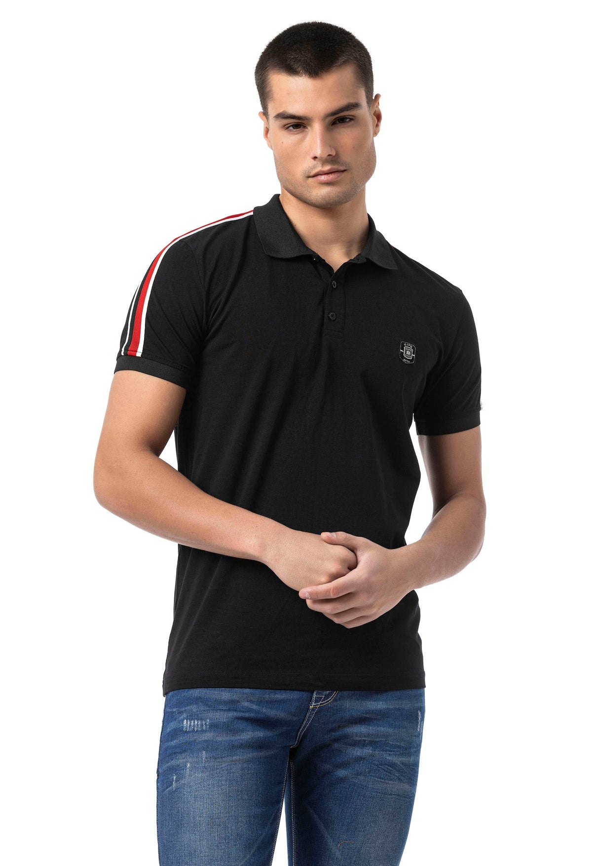 CT801 - Men's T-shirt with logo and stylish sleeves