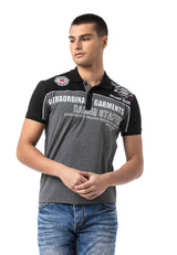 CT803 Men's Polo T-Shirt in Regular Fit with Print and Appliqué