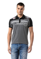 CT803 Men's Polo T-Shirt in Regular Fit with Print and Appliqué