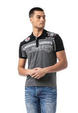 CT803 Men's Polo T-Shirt in Regular Fit with Print and Appliqué
