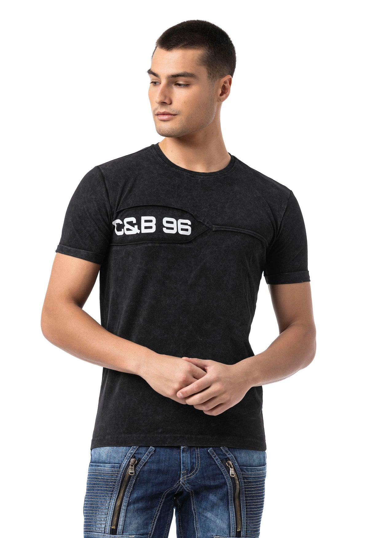CT805 - Men's plain T-shirt with logo print