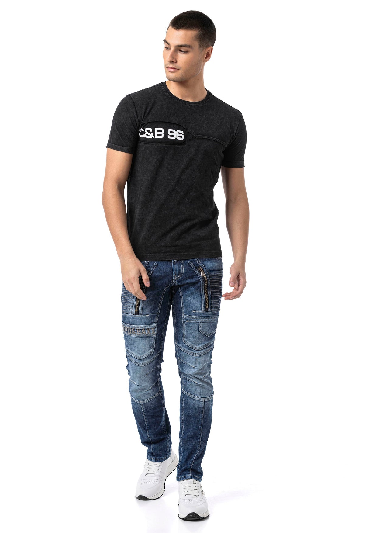CT805 - Men's plain T-shirt with logo print