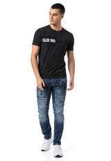 CT805 - Men's plain T-shirt with logo print