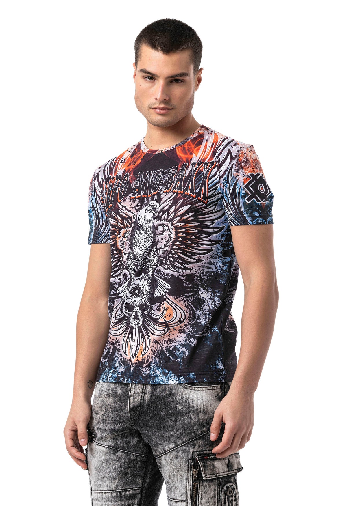 CT818 Men's T-Shirt with Digital Print and Regular Fit Style