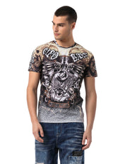 CT820 - Men's T-shirt with digital print and crew neck