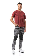 CT808 Men's T-shirt in relaxed fit with wash and patch