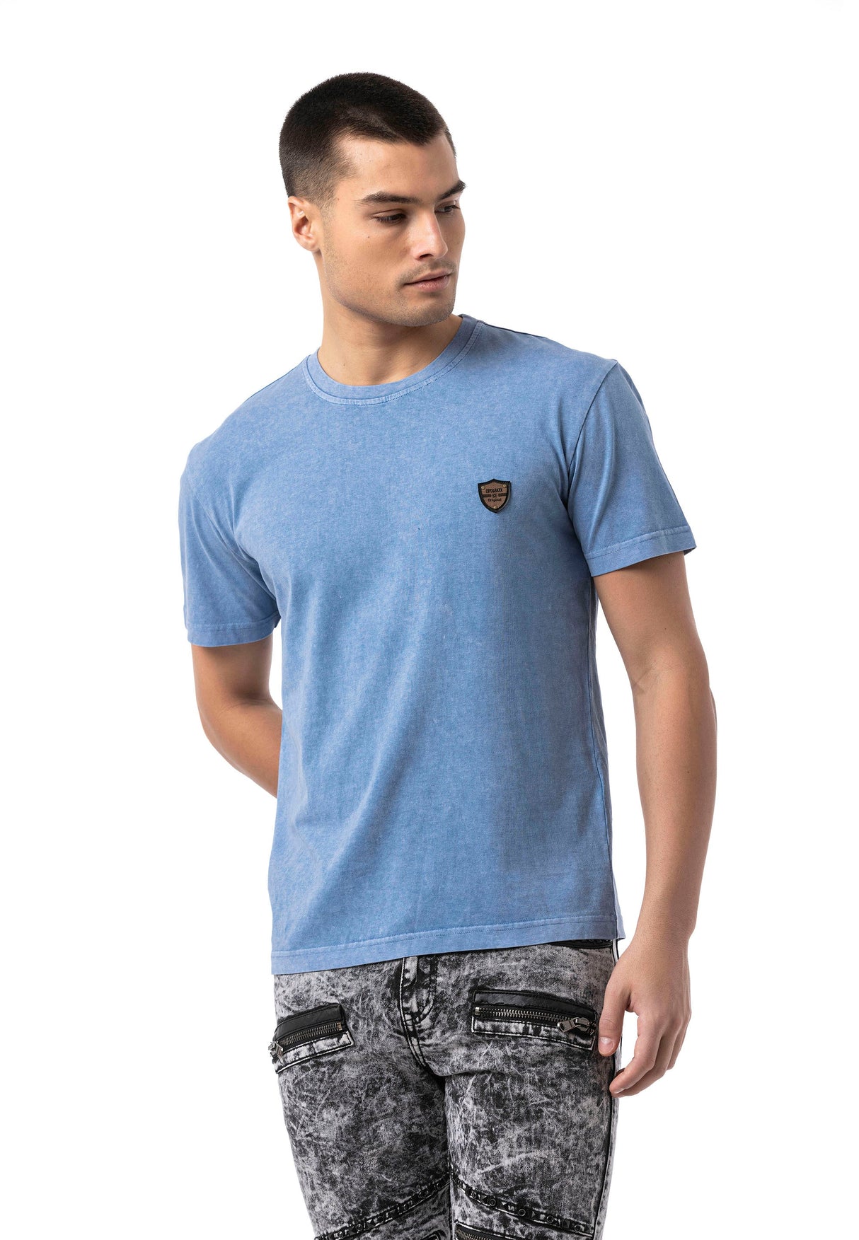 CT808 Men's T-shirt in relaxed fit with wash and patch