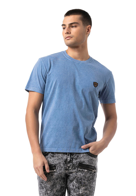 CT808 Men's T-shirt in relaxed fit with wash and patch