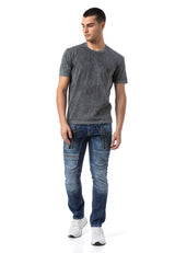 CT808 Men's T-shirt in relaxed fit with wash and patch