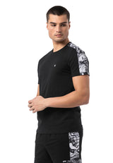 CT817 Men's T-shirt with shoulder stripes in regular fit